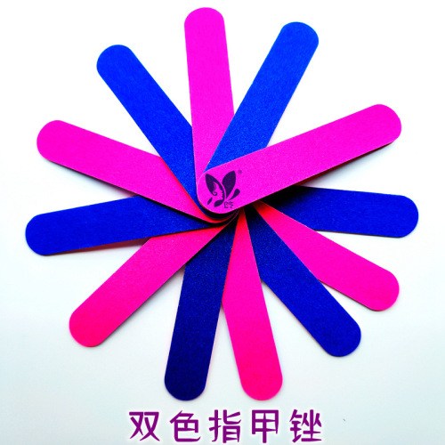 popular nail file wholesale/red and blue two-color nail file/wood chip sanding strip/nail art sandpaper nail file