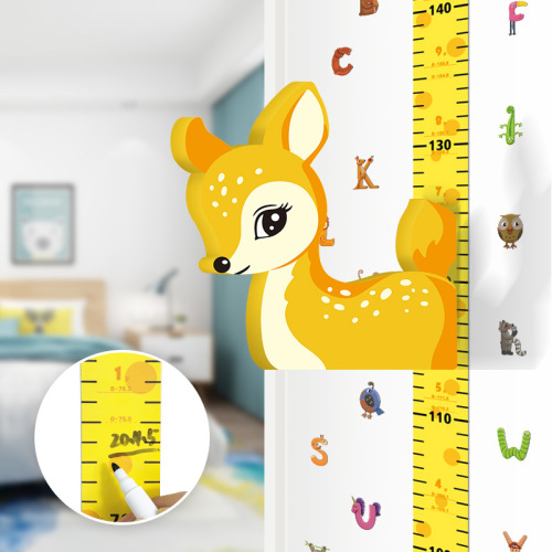 cartoon giraffe 3d baby height stickers color wall stickers children‘s room self-adhesive magnetic height sticker