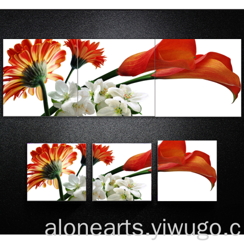 3a super white glass ice crystal painting triple set modern flower series decorative painting