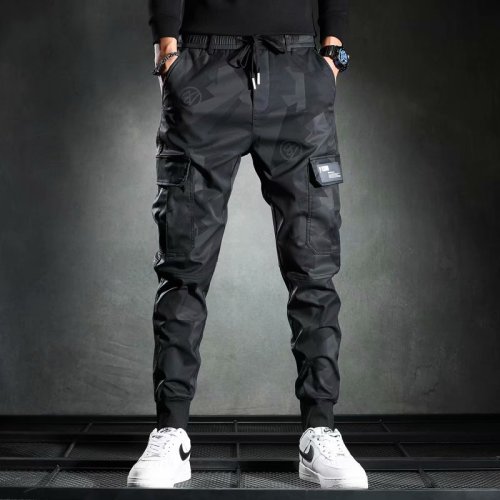 Spring and Autumn thin Camouflage Casual Pants Men‘s Fashion Brand Slim Elastic Waist Ankle-Length Pants for Ankle-Length Work 