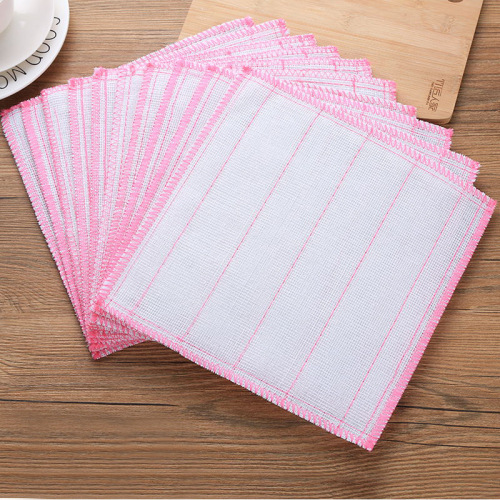 wet and dry cotton yarn dish towel dishwashing rag kitchen cleaning absorbent bamboo fiber scouring pad lazy cleaning cloth