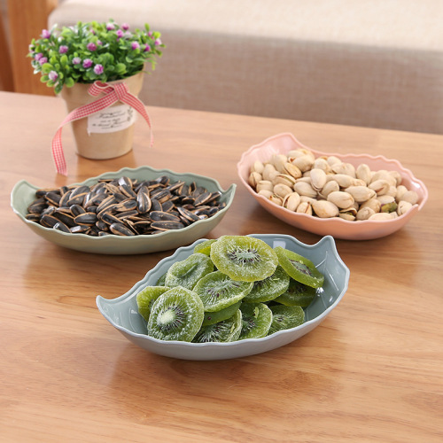 Colorful Leaf-Shaped Fruit Plate Candy Plate Fashion Candy-Colored Fruit Plate Snack Melon Seeds Dried Fruit Tray Cold Dish Dish
