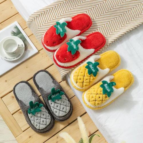 new cotton slippers female winter home couple cute internet celebrity home warm cartoon plush slippers autumn and winter men