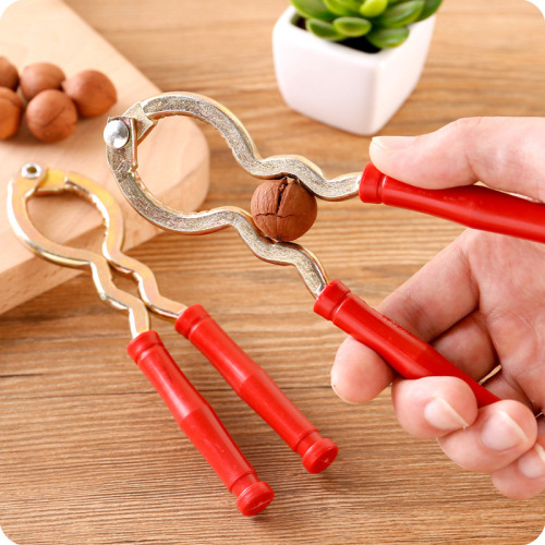 Supply One Yuan Daily Necessities Multi-Functional Red Handle Walnut Clip/Iron Nut Clip Peeling Walnut Pliers