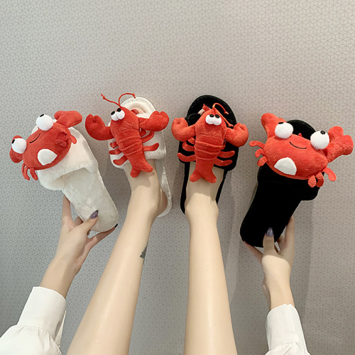 dormitory cotton slippers women‘s autumn and winter new personalized crayfish crab slippers warm fashion cotton slippers wholesale