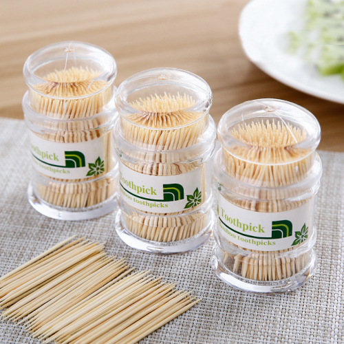 Disposable Double-Headed Toothpick with Toothpick Box Bamboo Toothpick Portable Fine Toothpick Hotel Household Pagoda Toothpick Wholesale 