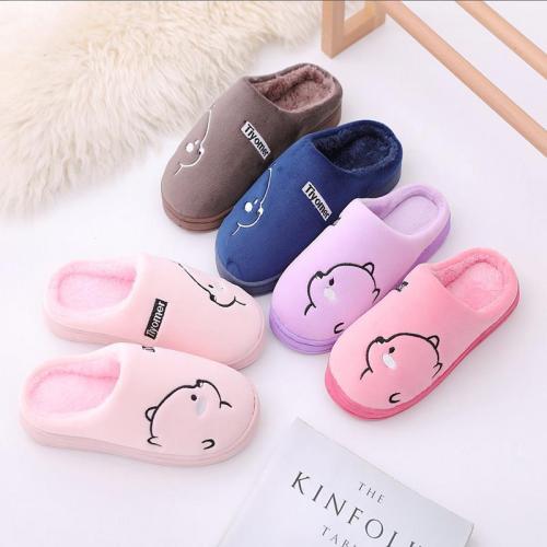 autumn and winter new korean cartoon bear cotton slippers indoor and outdoor comfortable warm couple plush cotton slippers wholesale
