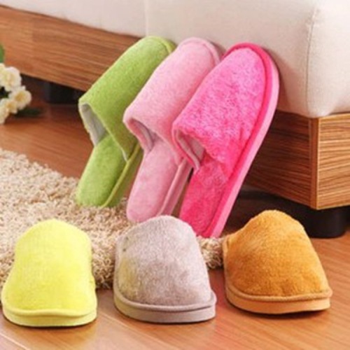dormitory winter men and women couple warm home plush candy color gift eva foam bottom cotton slippers