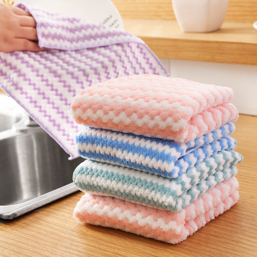 rag coral velvet jacquard rag absorbent thickened kitchen cleaning cloth dishcloth table towel wholesale
