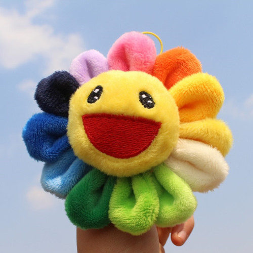 huachenyu‘s same style brooch pin accessories doll plush toy wholesale colorful smiling face sunflower doll pendant