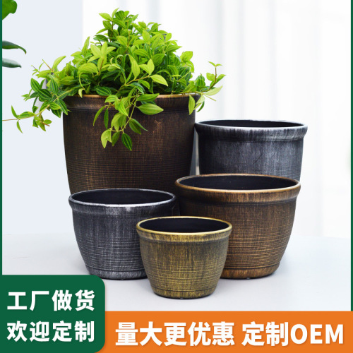 Custom Simple Ceramic Flower Pot large Creative Personality with Tray Indoor High-End Floor Green Plant Phalaenopsis Basin 