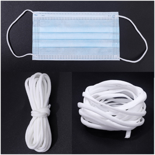 spot supply 3mm elastic rope disposable mask with hanging elastic ear band white round oil core rope