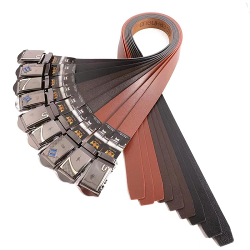 Mongolian Sanjie Toothless Belt Stall Supply Spot Factory Direct Sales Men‘s Leather Belt Denim Pressure Plate Buckle Wool Bottom Belt