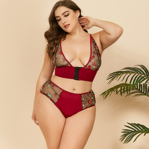 southern sexy lingerie 2022 new european and american palace style sexy embroidered lace plus size sexy women‘s underwear set