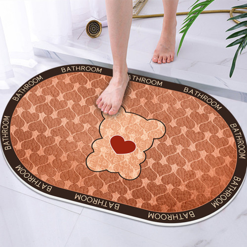 oval bathroom super absorbent floor mat toilet door mat bathroom non-slip floor mat diatom mud new lattice wholesale