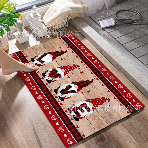 Cross-Border Valentine‘s Day Christmas Dwarf Home Living Room and Kitchen Floor Mat Bedroom Carpet Door Mat Water-Absorbing Non-Slip Mat