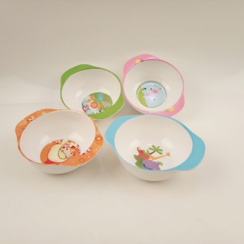 Double Ear Bowl Children Melamine， eating Small Bowl Imitation Porcelain Plastic 002 Bowl 2 Yuan Shop Kitchen Tableware Bowl + Spoon 