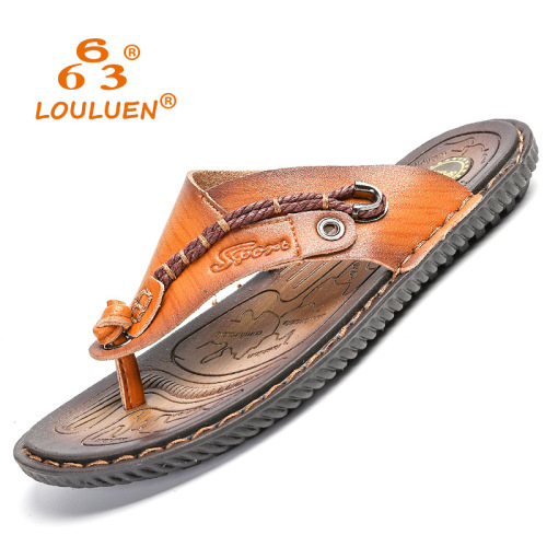 Cross-Border Southeast Asia Beef Tendon Bottom Beach Shoes Flip Flops Men‘s Summer Outdoor Non-Slip Casual Slippers Wholesale