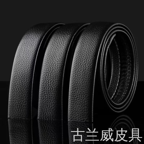 Edge-Covered Top Layer Pure Cowhide Belt Body Automatic Buckle Headless Cowhide Belt Men‘s Buckle-Free Head Belt Body Pant Belt Strap 