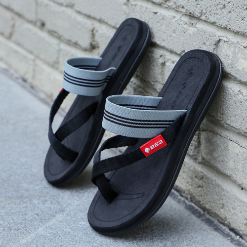 2022 New Summer Elastic Band Men‘s Beach Shoes Korean Style Outdoor Leisure Platform Flip-Flops for Couples