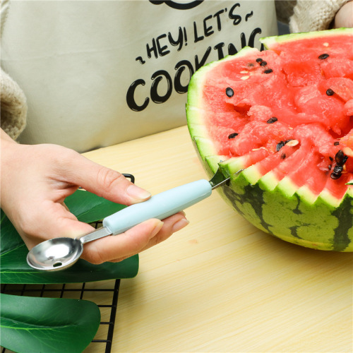 double-headed stainless steel watermelon baller kitchen watermelon cutting carving knife fruit ball digging spoon platter scoop