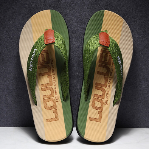 Lulu‘an 2022 New Summer Beach Color Matching Flip Flops Men‘s Non-Slip Fashion Men‘s Outdoor Sandals