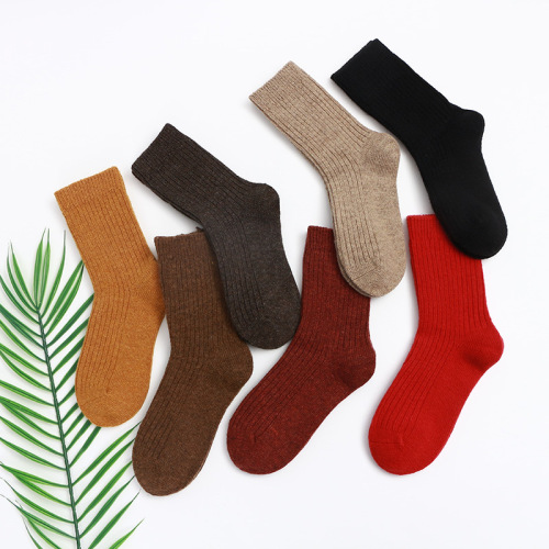 [2022 Winter Wool Women‘s Socks] Socks Women‘s Mid Tube Stockings Thick Keep Warm Pure Color Dark Pattern Double Needle Cotton Women‘s Socks