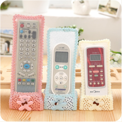 Amazon Ebay Bear Fabric Lace TV Air Conditioner Remote Control Cover Bow Protection Cover Dustproof Bag