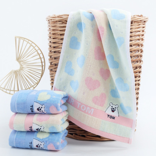 new cartoon bear children‘s towel cotton cut velvet thickened small towel infant face towel customizable gift box