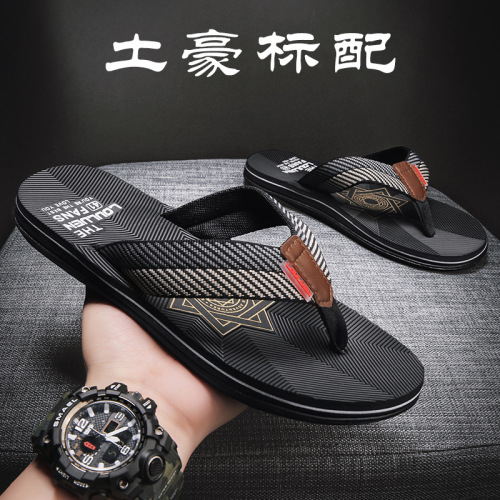 cross-border summer new flip flops men‘s non-slip outerwear fashion trend thick bottom flip-flops beach sandals wholesale