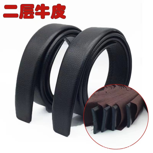 leather Belt Strip Men‘s Automatic Buckle Belt Body without Buckle Edge Two-Layer Cowhide Belt Strip Factory Wholesale
