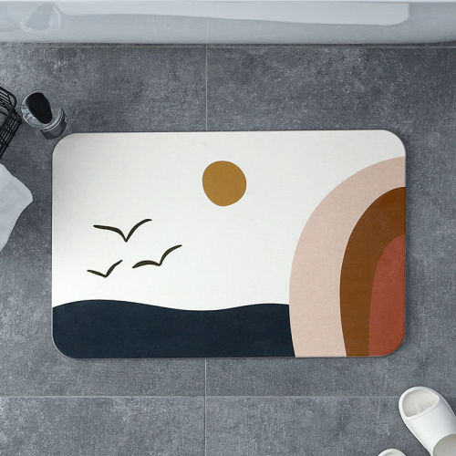 Cross-Border Minimalistic Abstraction Special for Diatom Ooze Bathroom Mats Absorbent Soft Mat Door Mat Quick-Drying Non-Slip Mat Independent Station