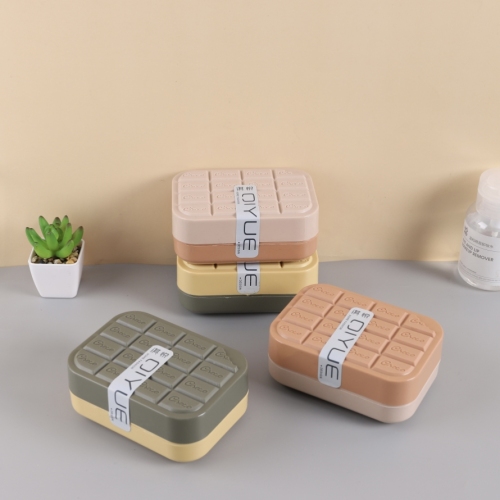 Airui 6830qy Soap Box Soap Box with Lid Double Layer Soap Box Drain Storage Box Dormitory Soap Holder Household