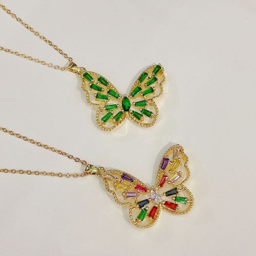 korean butterfly zircon pendant necklace female light luxury high-grade temperament accessories niche design sense online celebrity clavicle chain