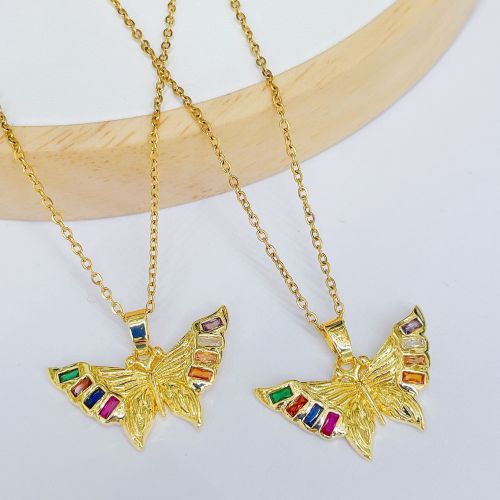 korean butterfly necklace micro inlaid zircon pendant female light luxury advanced accessories niche design sense online celebrity clavicle chain