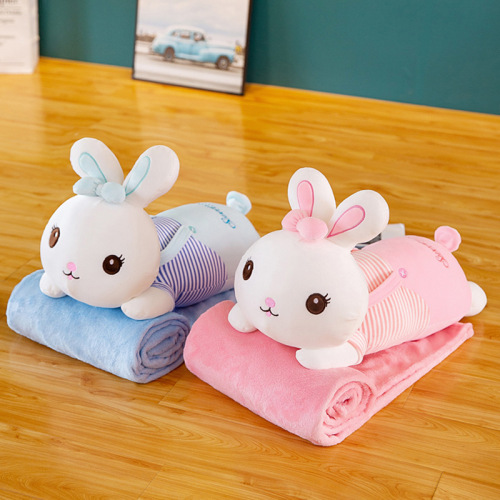 22 Cartoon Strap Rabbit Pillow Quilt Cute Rabbit Doll Two-in-One Air Conditioning Blanket Activity Gift Factory Wholesale