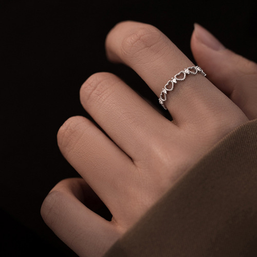 Peach Heart Heart-Shaped Surrounding Index Finger Ring Opening Manufacturer Korean-Style Chic and Unique Sweet Flash Diamond Hollow Love Ring Female 