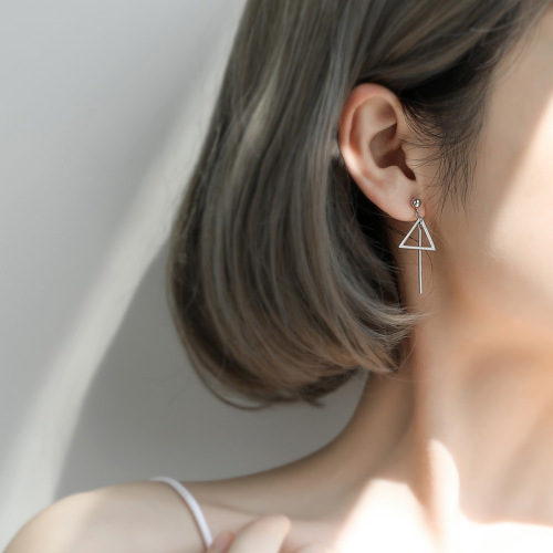 japanese and korean style long bar triangle round square long geometric earrings simple personality creative earrings