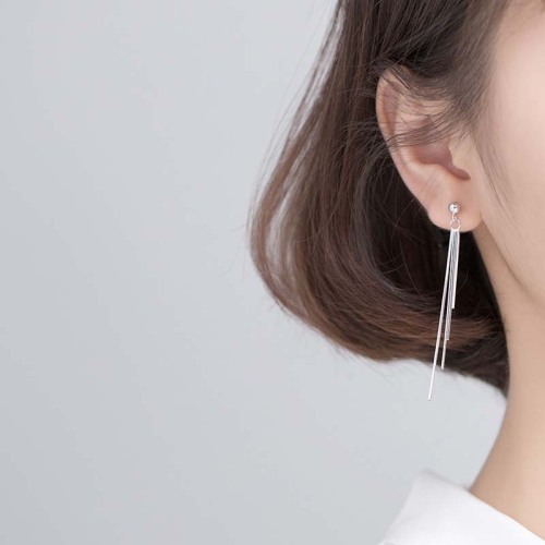 light beads snake bone tassel earrings women‘s korean-style ins personalized chain elegant simple lady elegant earrings