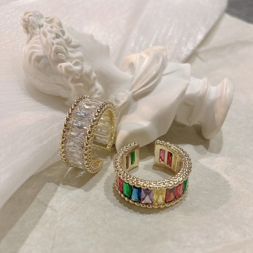 personalized retro light luxury popular online celebrity colorful zircon open ring rainbow temperament simple all-match ring ring