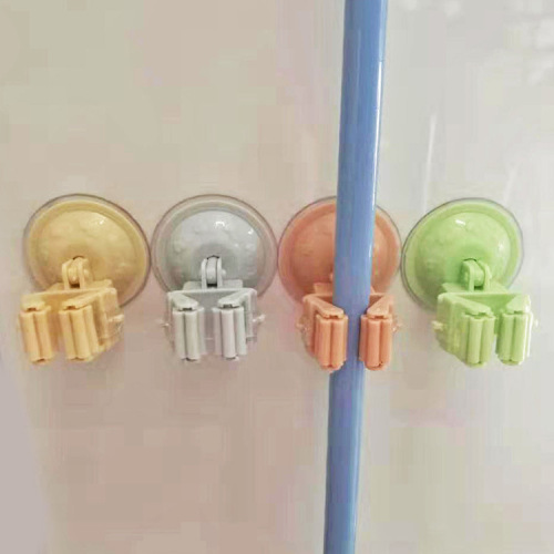 multi-function nail-free mop clip seamless suction mop rack umbrella sundries storage rack multi-color