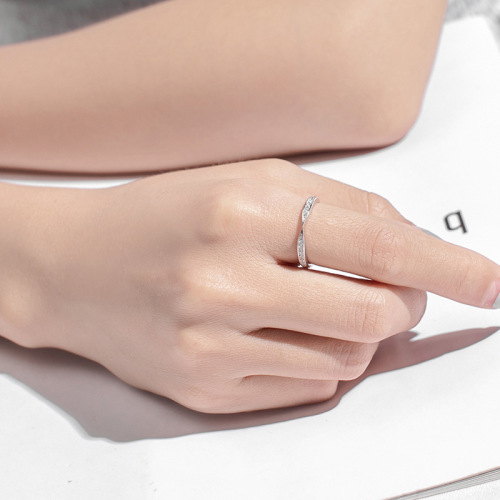 Korean Fashion Personalized Ring Simple Chic Index Finger Ring Creative Versatile Cross Full Diamond Ring Opening Adjustable