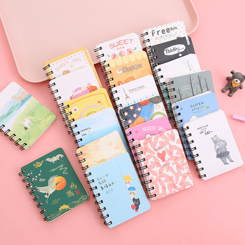 Coil Book Flip Student Notebook Cartoon Mini Portable Pocket Notepad Cute Stationery Diary 