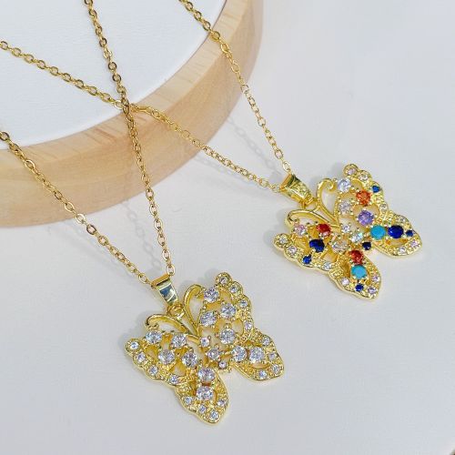 DIY Handmade Color Butterfly Necklace Spring and Summer New Trend Necklace Women‘s National Style All-Match Cold Wind Clavicle Chain