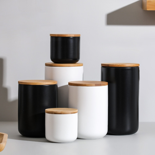 Nordic Ceramic Sealed Can Kitchen Cereals Storage Tank Storage Tank Candy Box Coffee Tea Pot Sealed Box