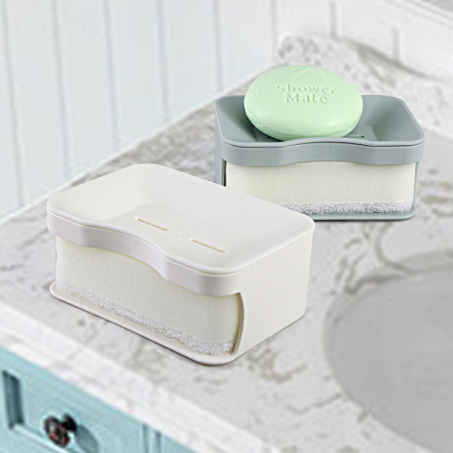 Household Double-Layer Drain Soap Box Bathroom Storage Toilet Soap Storage Box Creative with Absorbent Sponge Soap Box