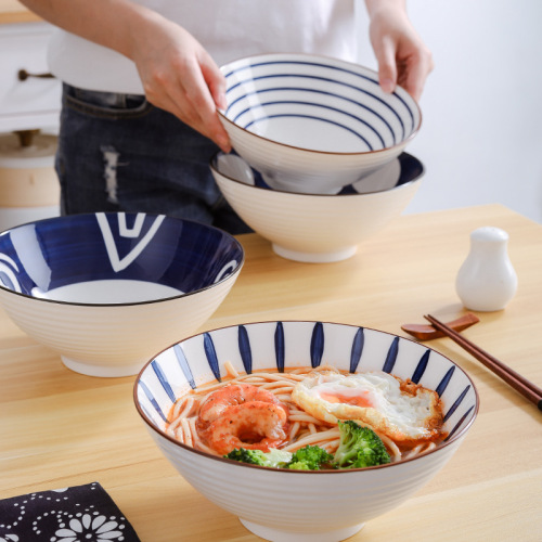 8 inch japanese style noodle bowl household large bubble noodle bowl ceramic large noodle bowl bucket bowl large bowl soup bowl japanese tableware