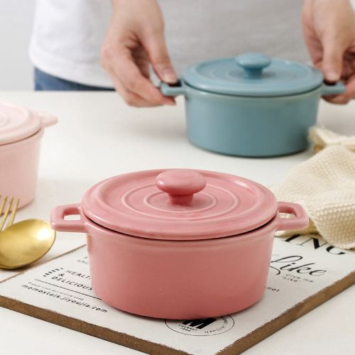 japanese-style ceramic stew pot with double ears and lid household swallows steamed egg pot kitchen tile pot soup pot liner stew pot soup pot
