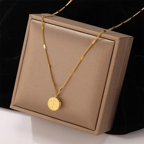 2023 new lucky pendant rose gold necklace for women summer ornament niche design light luxury clavicle chain