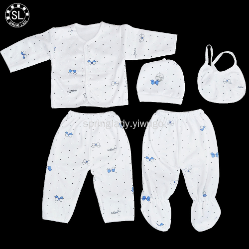 spring lady bowknot milk silk suit newborn baby clothes baby 5-piece set